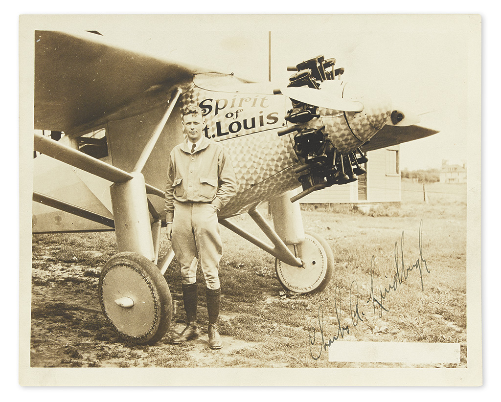 (AVIATORS.) LINDBERGH, CHARLES A. Photograph Signed, C.A. Lindbergh,